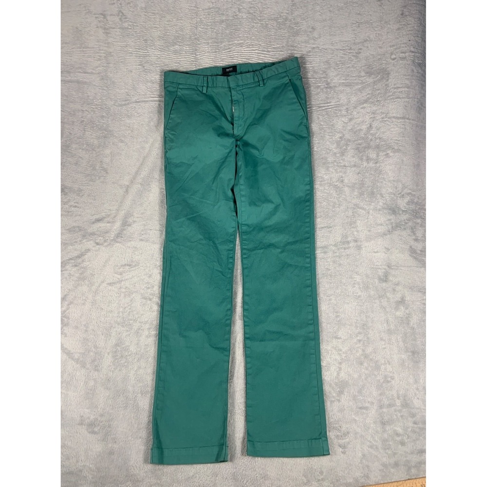 Hugo Boss Pants Stretch Chino Mens 31x31.5 Green Straight Leg